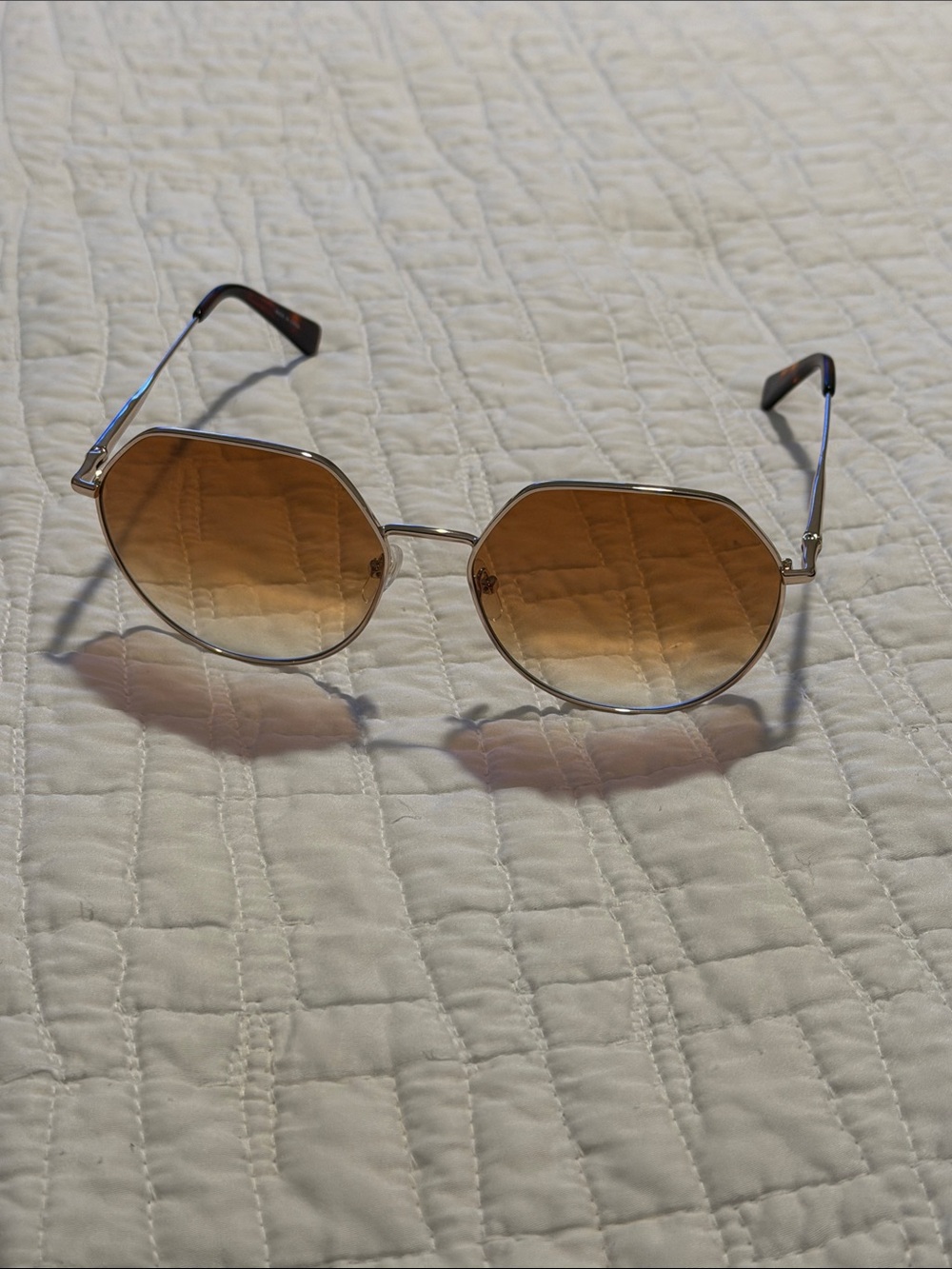 Longchamp Octagon Women’s Round Gradient Brown Lens Sunglasses with Silver Frame